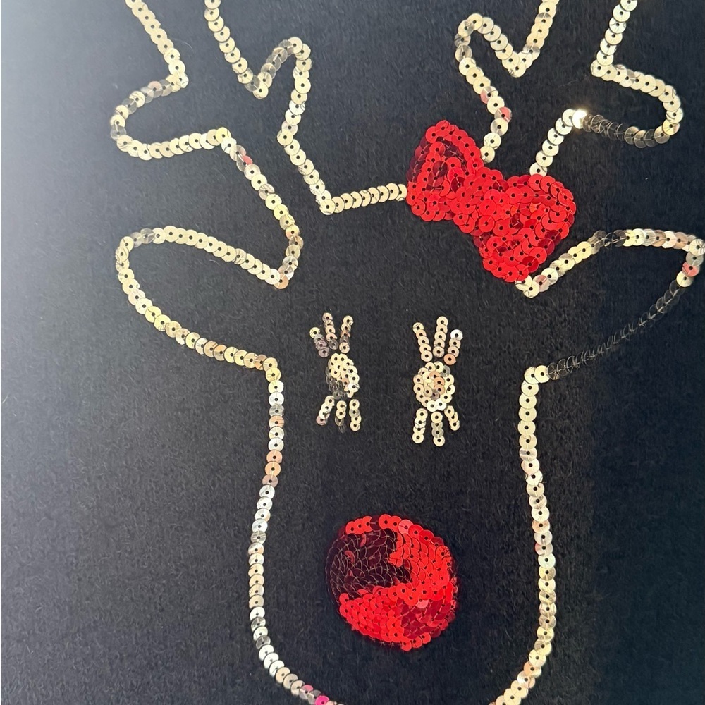 No Boundaries Black Sweater with Red Reindeer Design - Picture 7 of 10